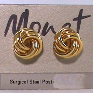 Carded MONET Golden Surgical Steel Post Earrings